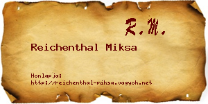 Reichenthal Miksa névjegykártya